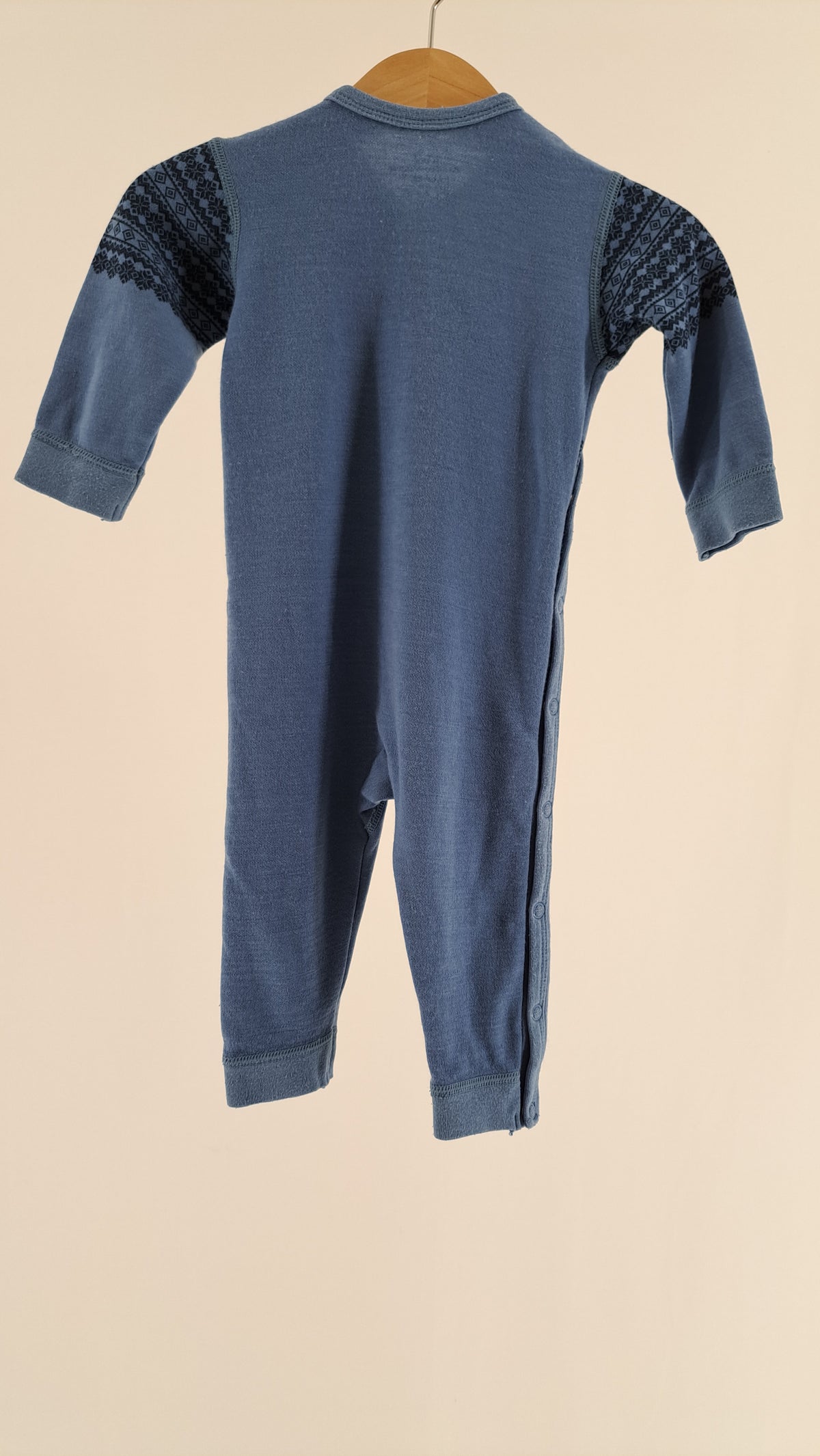 HUST & CLAIRE • ALL-IN-ONE • STEEL BLUE NORDIC MOOSE PATTERN • SIZE 68