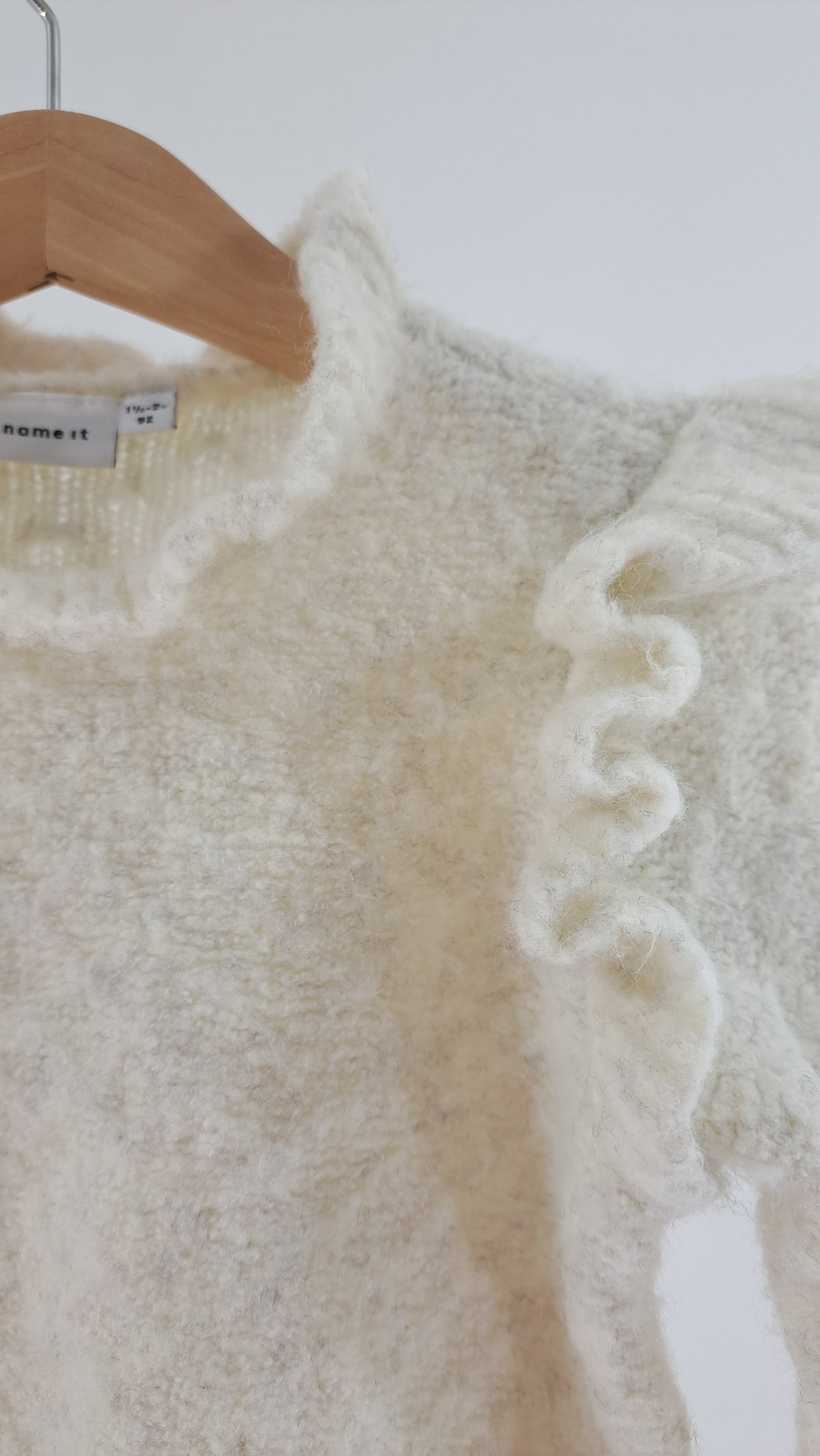NAME IT • SWEATER • OFF-WHITE FLUFFY RUFFLES • SIZE 92