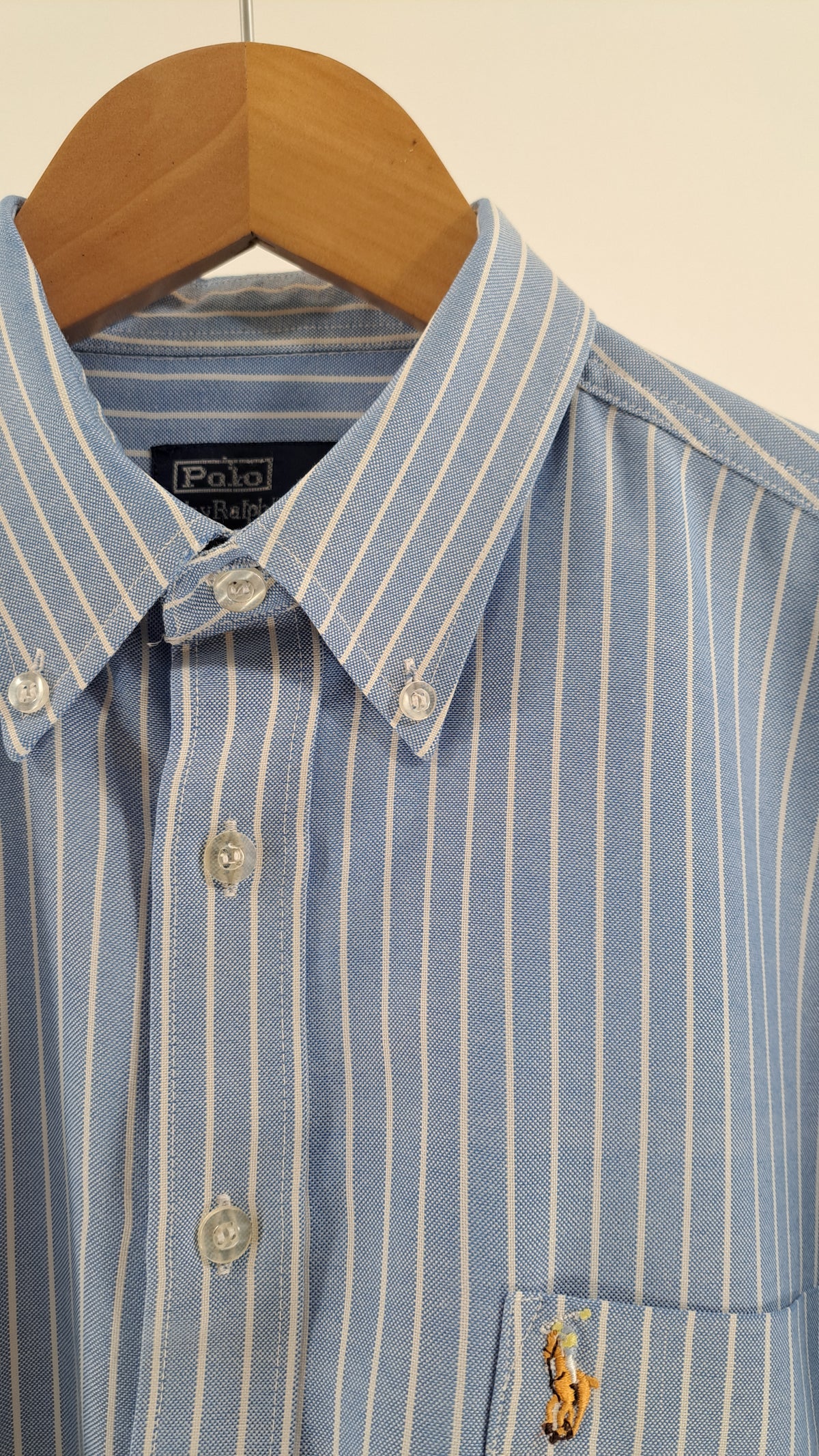 POLO RALPH LAUREN • SKJORTA • LJUSBLÅ RANDIG OXFORD • STL. M