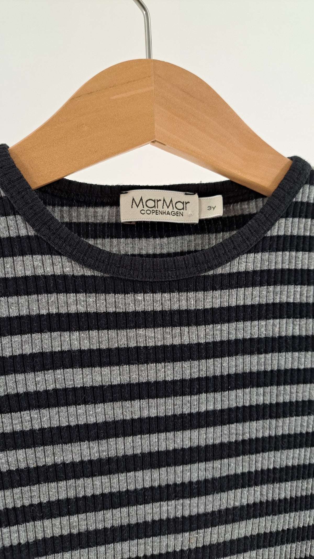 MARMAR COPENHAGEN • T-SHIRT • GRÅ/SORT STRIBER • STR. 98
