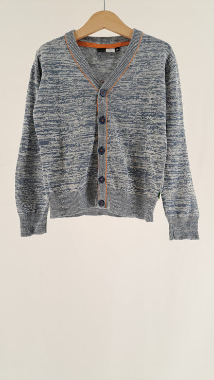 MOLO • CARDIGAN • GREY MELANGE ORANGE SEAMS • SIZE 110/116