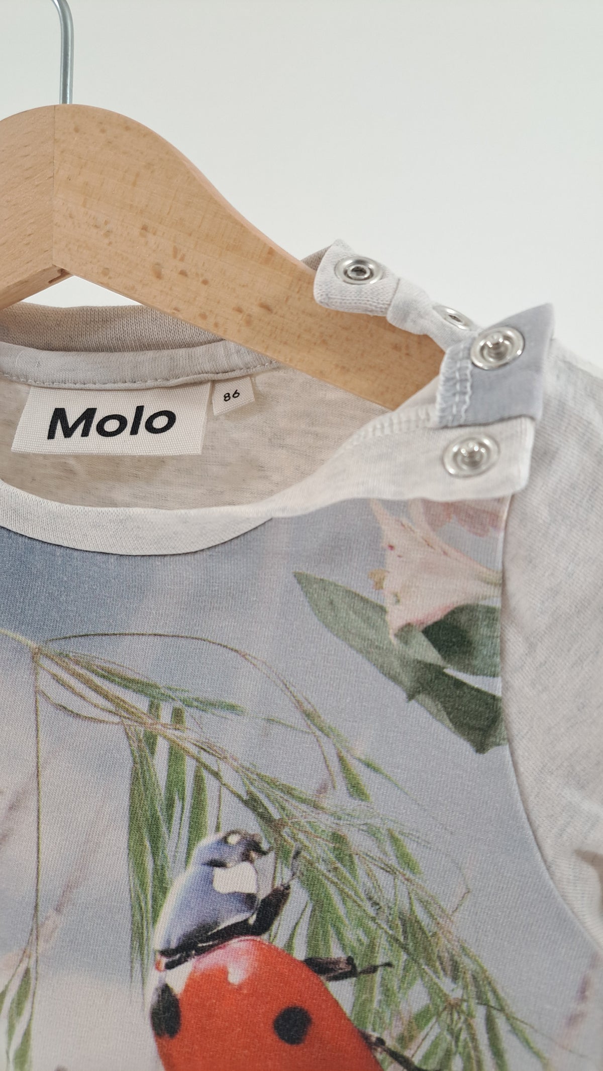 MOLO • BLOUSE • GREY NATURE PRINT LADYBUG • SIZE 86