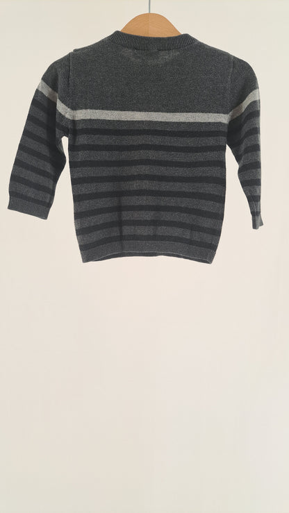 BOSS • SWEATER • GRÅ STRIB • STR. 80