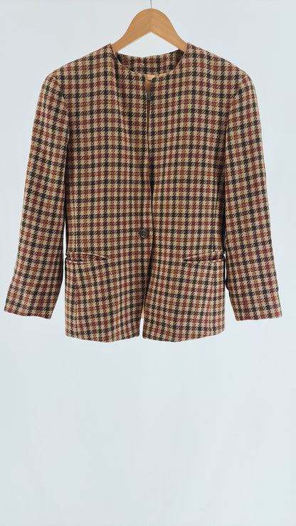 MARELLA • VINTAGE BLAZER • BRUN BORDEAUX HOUNDSTOOTH • STR. XL