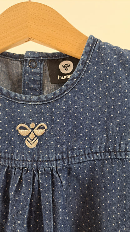 HUMMEL • HELDRAGT • DENIM BLÅ HVIDE PRIKKER • STR. 86