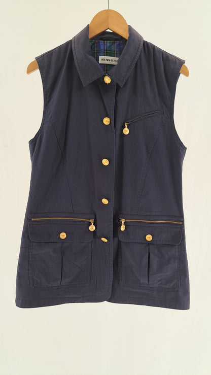RAVENS • VINTAGE WAISTCOAT • NAVY TARTAN • SIZE M