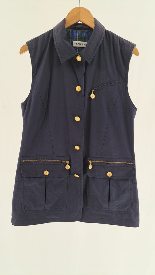 RAVENS • VINTAGE WAISTCOAT • NAVY TARTAN • SIZE M