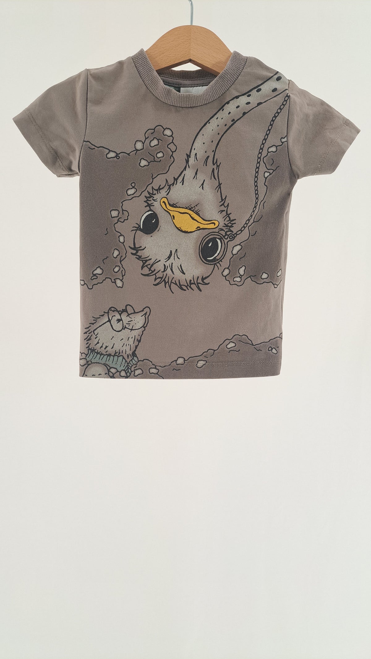 EN FANT • T-SHIRT • GRÅ STRUDS PRINT • STR. 74