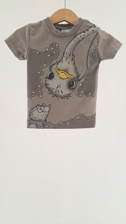 EN FANT • T-SHIRT • GRÅ STRUDS PRINT • STR. 74
