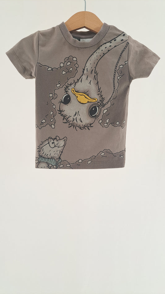 EN FANT • T-SHIRT • GREY OSTRICH PRINT • SIZE 74