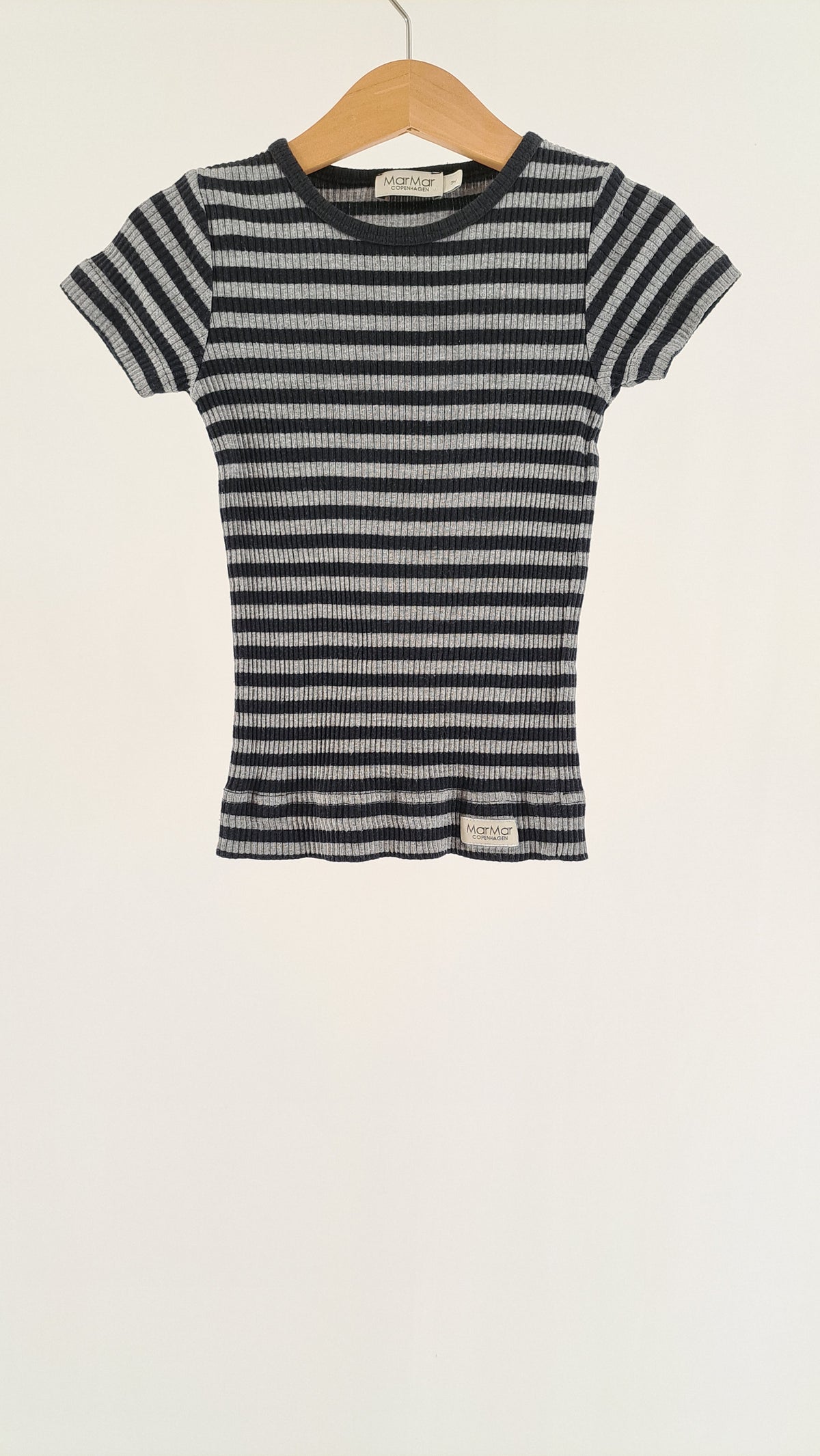 MARMAR COPENHAGEN • T-SHIRT • GRÅ/SORT STRIBER • STR. 98