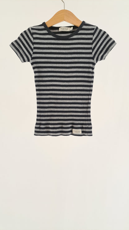 MARMAR COPENHAGEN • T-SHIRT • GRÅ/SORT STRIBER • STR. 98