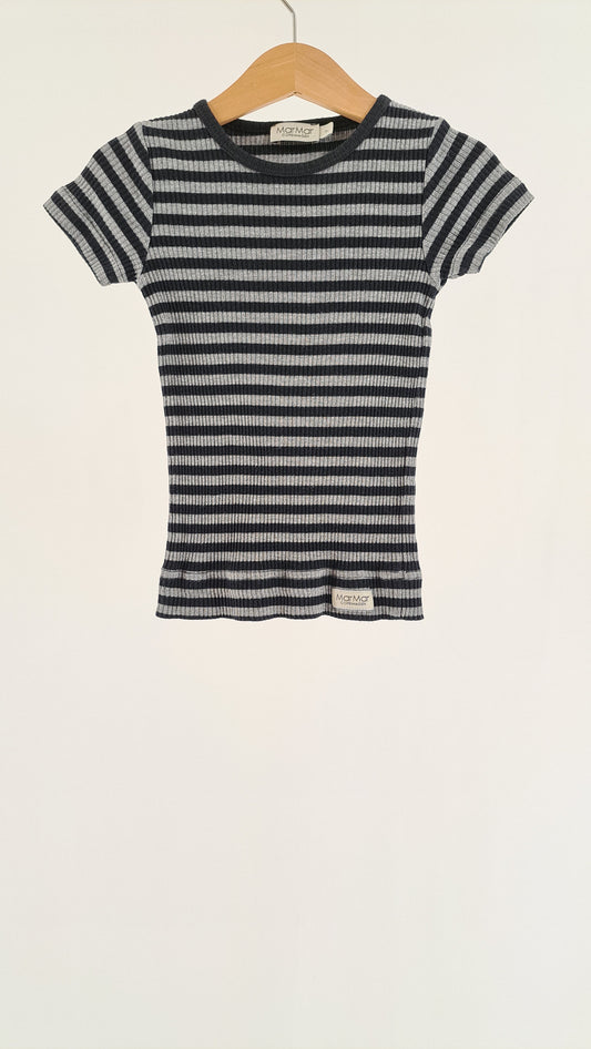 MARMAR COPENHAGEN • T-SHIRT • GREY/BLACK STRIPES • SIZE 98