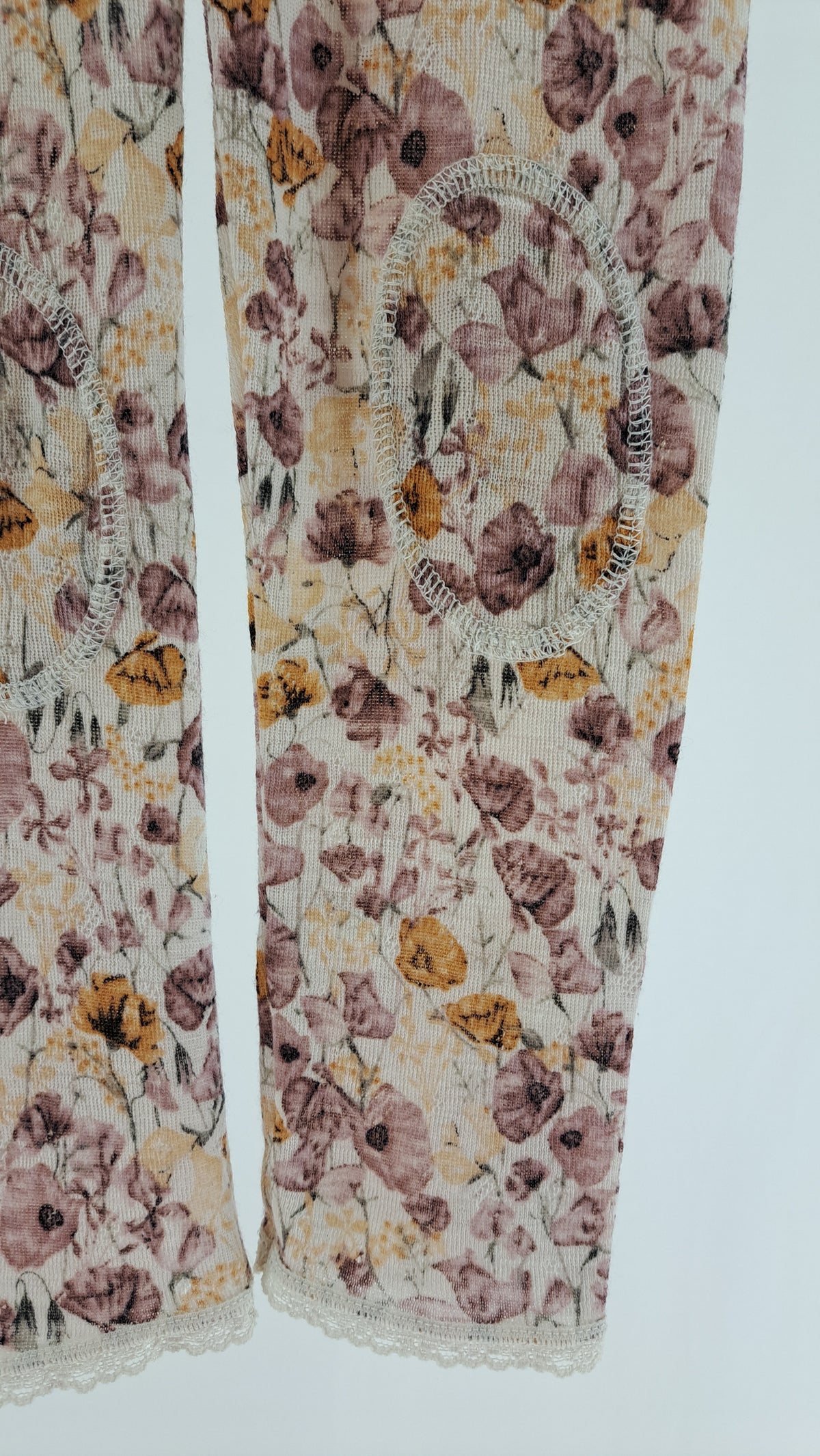 NAME IT • LEGGINGS • CREAM FLORAL PRINT MERINO WOOL • SIZE 98
