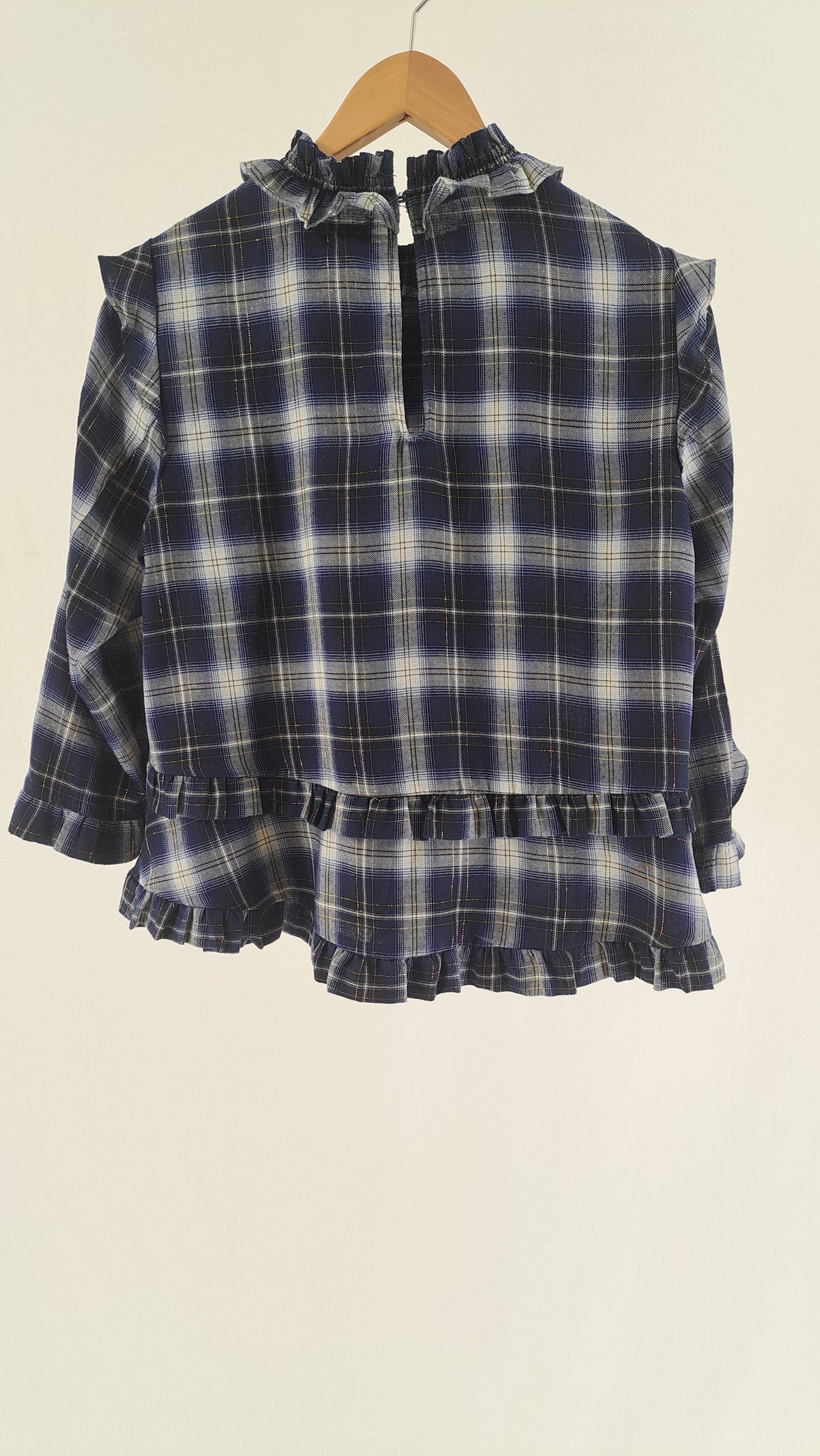 MUNTHE • BLOUSE • NAVY/WHITE CHECK • SIZE M