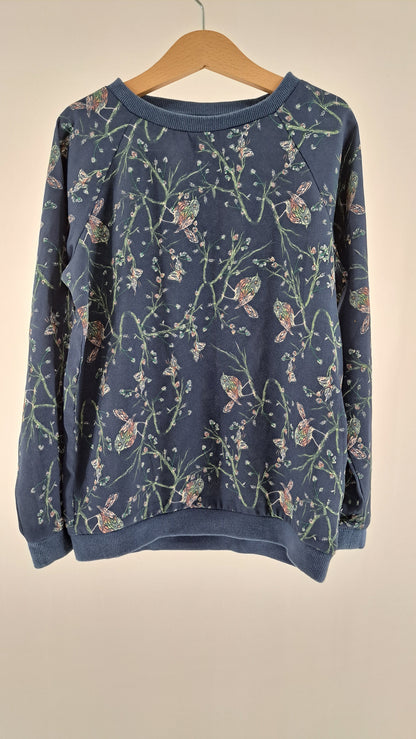 THE NEW • SWEATSHIRT • DARK BLUE BIRDS PRINT • SIZE 122