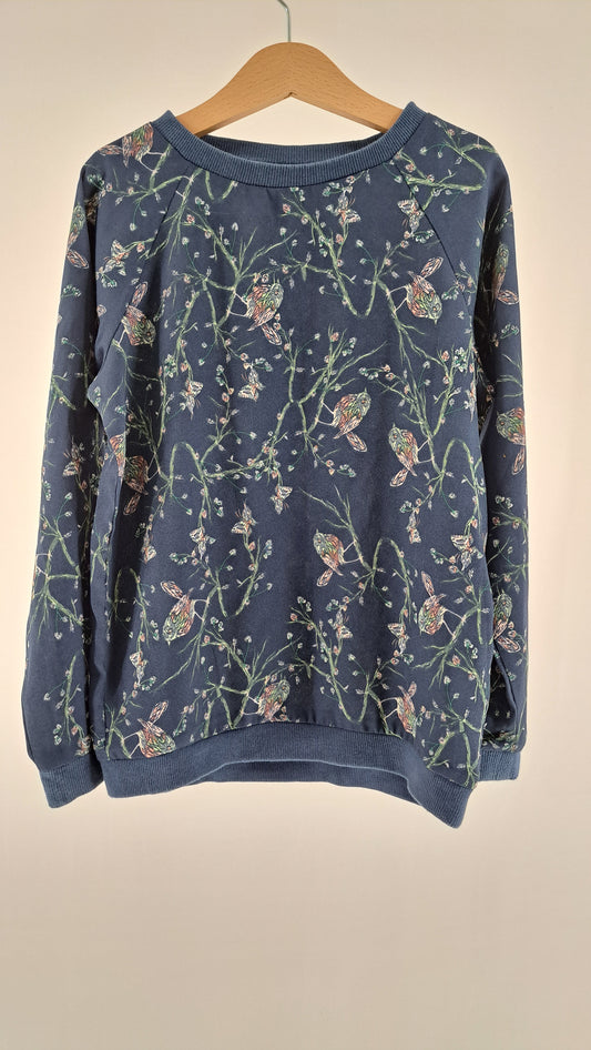 THE NEW • SWEATSHIRT • MØRKEBLÅ FUGLEPRINT • STR. 122