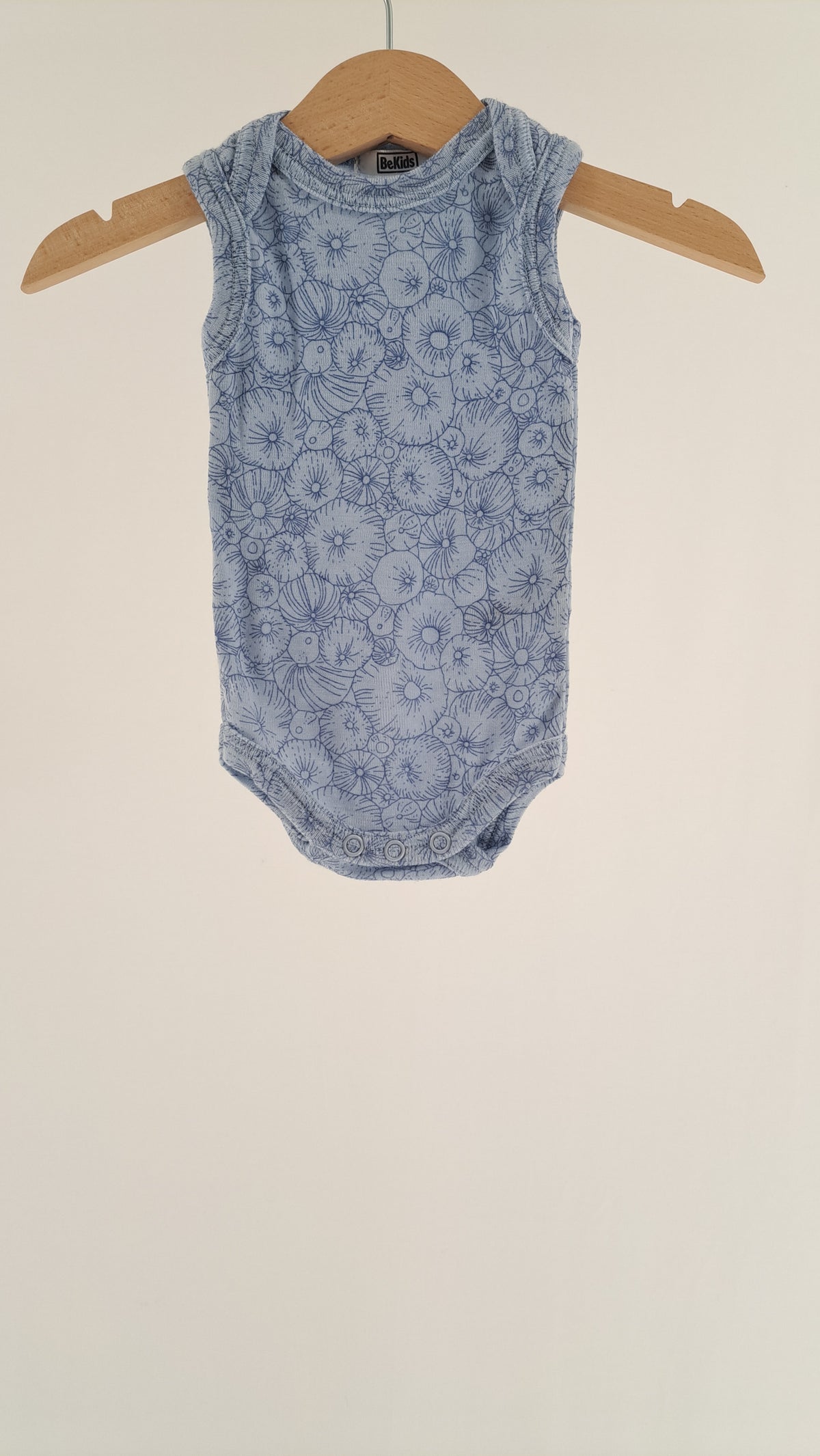 BEKIDS • BODY • LIGHT BLUE FLORAL PRINT MERINO WOOL • SIZE 50
