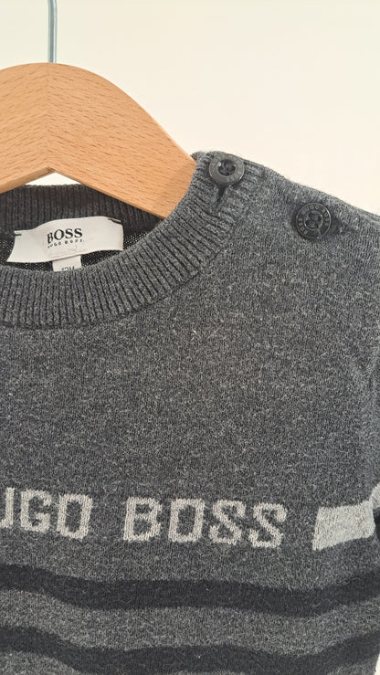 BOSS • SWEATER • GRÅ STRIB • STR. 80