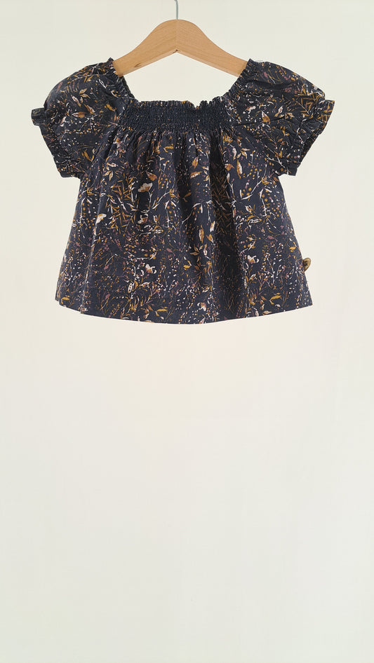 POMP DE LUX • BLUSE • MARINEBLÅ BOTANISK PRINT • STR. 62