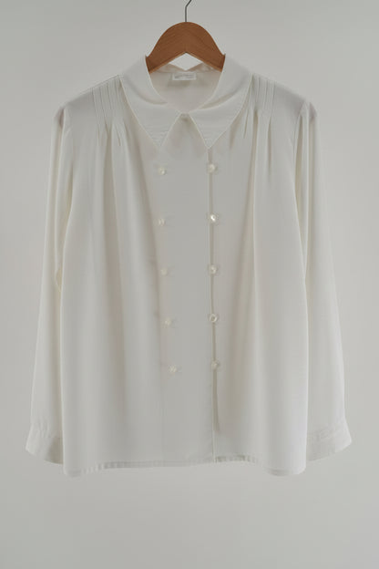 VINTAGE • BLUSE • RÅHVID PERLEMOR • STR. XXL