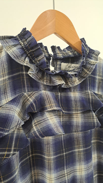 MUNTHE • BLOUSE • NAVY/WHITE CHECK • SIZE M