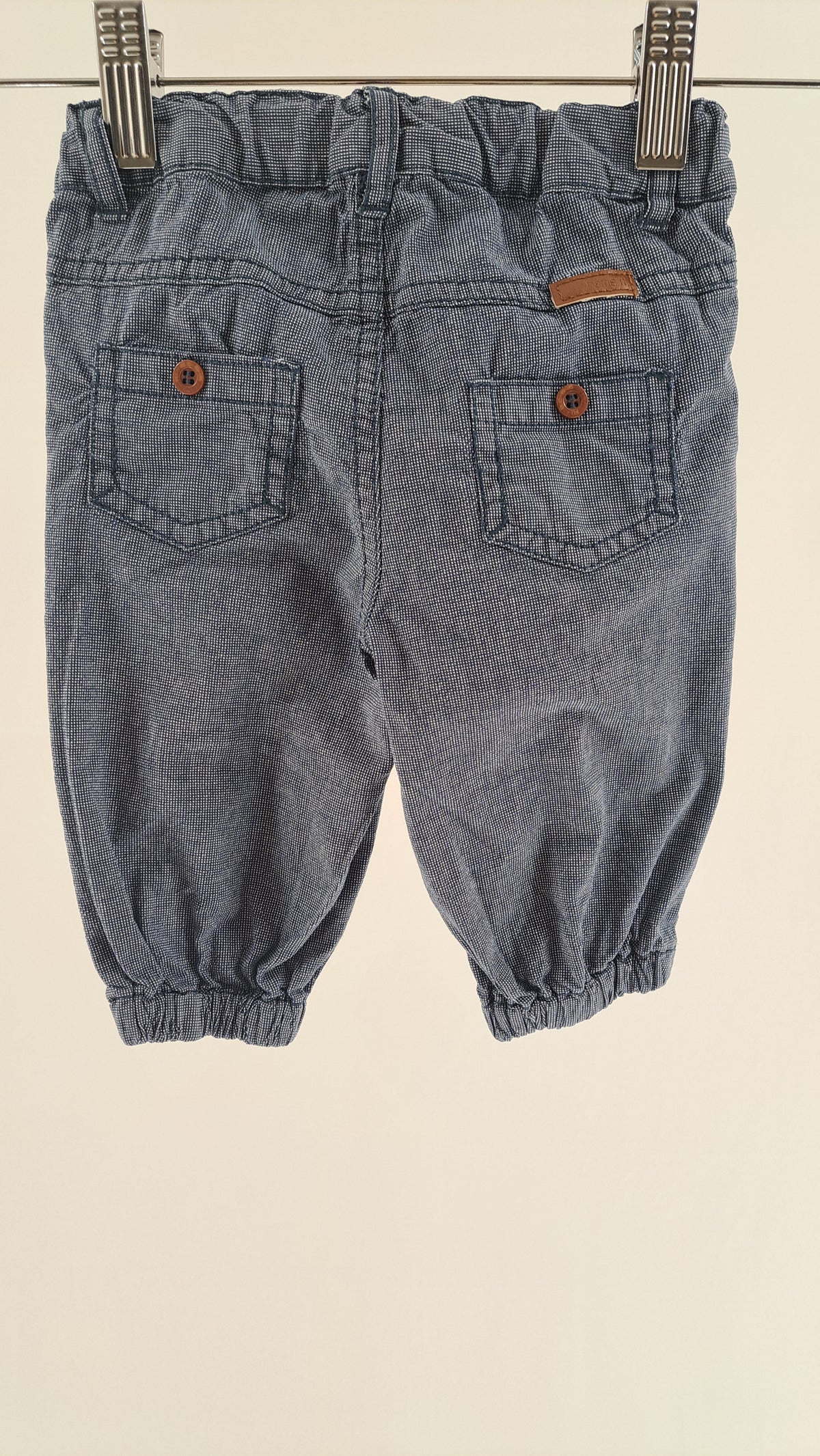 NAME IT • TROUSERS • NAVY CHAMBRAY • SIZE 68