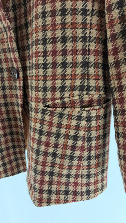 MARELLA • VINTAGE BLAZER • BRUN BORDEAUX HOUNDSTOOTH • STR. XL