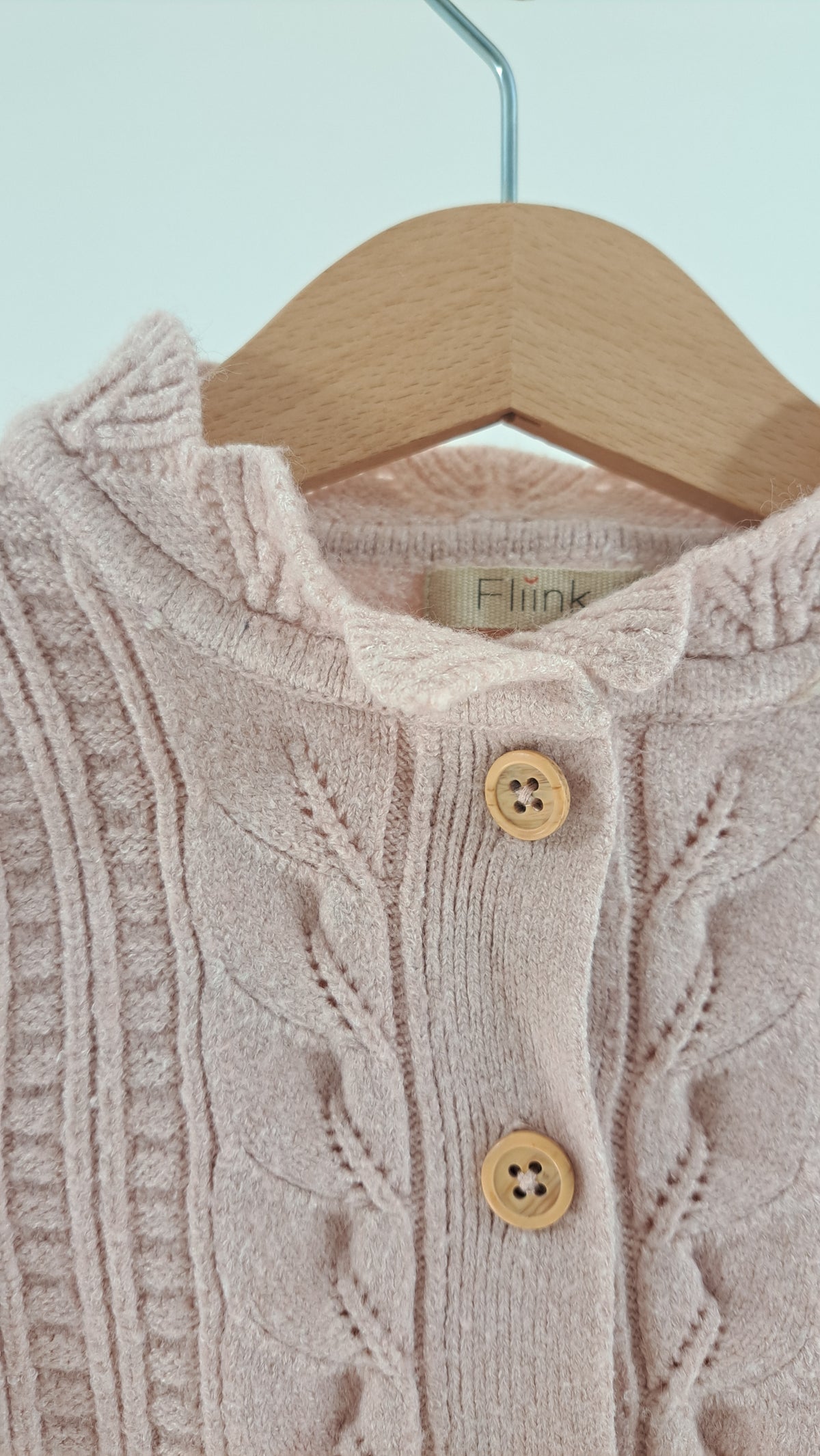 FLIINK • CARDIGAN • POWDER PINK KNIT • SIZE 92