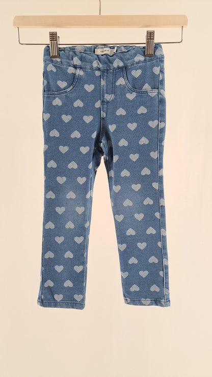 NAME IT • LEGGINGS • DENIM HJERTEPRINT • STR. 98