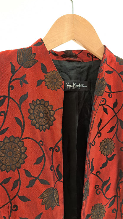 VERA MONT FRANCE • VINTAGE BLAZER • RÖTT BLOMMIGT TRYCK • STORLEK M