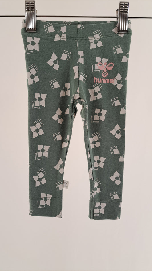 HUMMEL • LEGGINGS • OLIVE GREEN FLORAL PRINT • SIZE 62