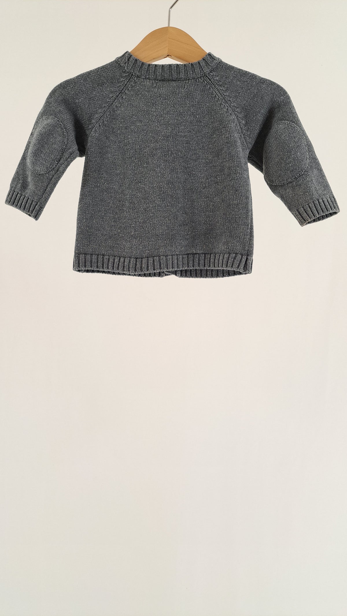 Mørkegrå Wheat babystrik cardigan set bagfra