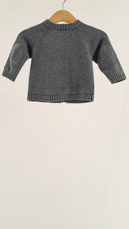 Mørkegrå Wheat babystrik cardigan set bagfra