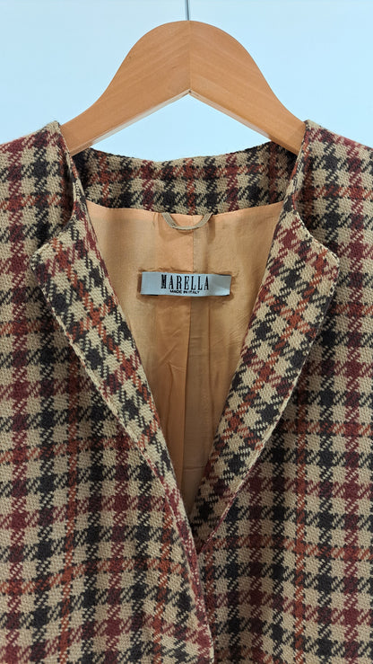 MARELLA • VINTAGE BLAZER • BRUN BORDEAUX HOUNDSTOOTH • STR. XL