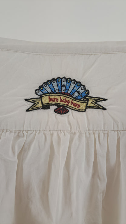 ODD MOLLY • BLUS • VIT FOLKLORISTISK BRODERI • STL. L