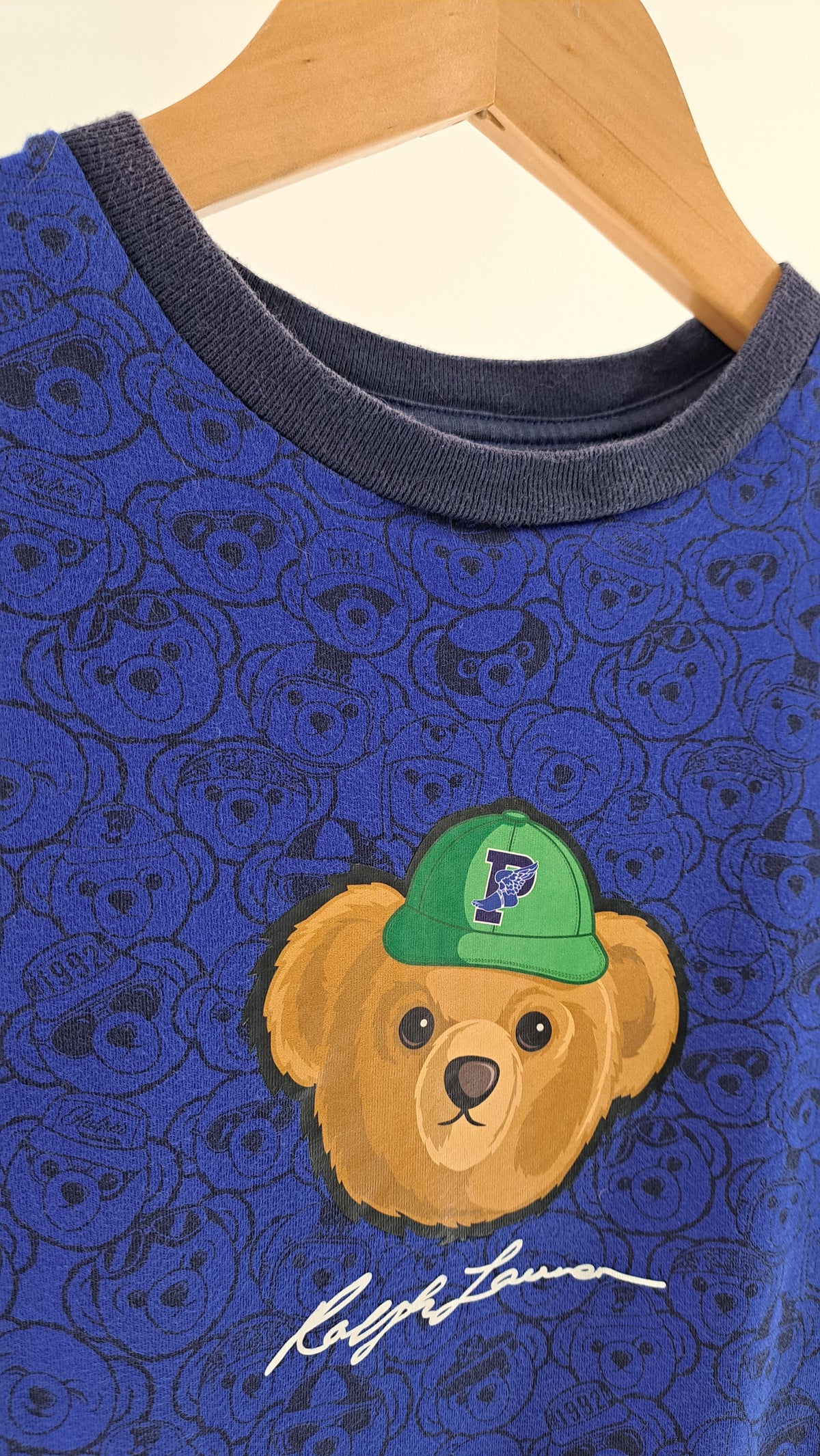 RALPH LAUREN • T-SHIRT • ROYAL BLUE POLO BEAR • SIZE 140