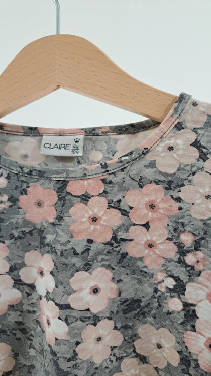 HUST & CLAIRE • BLUSE • GRÅGRØN BLOMSTRET • STR. 104