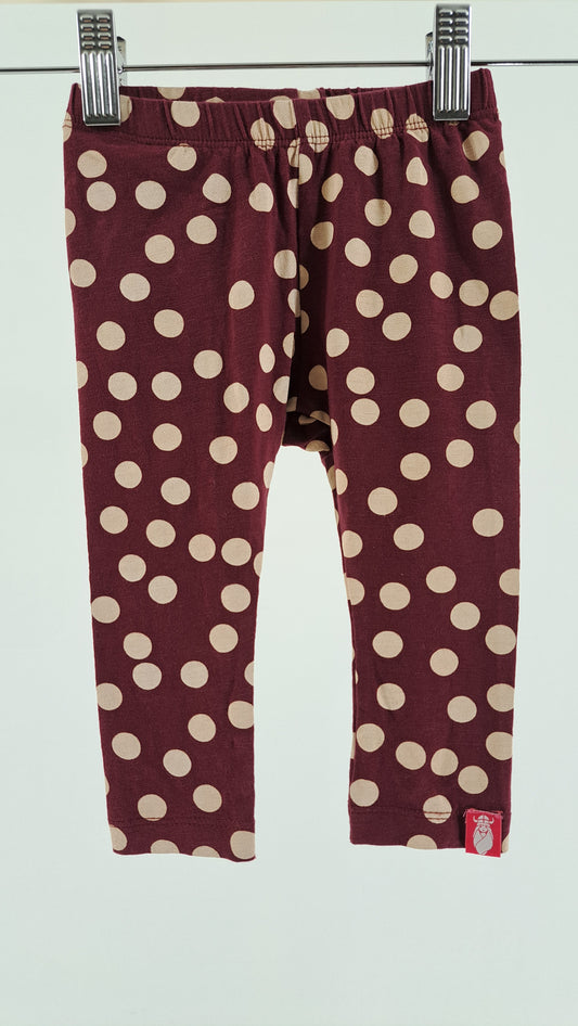 DANEFÆ • LEGGINGS • BURGUNDY POLKA DOT • SIZE 74