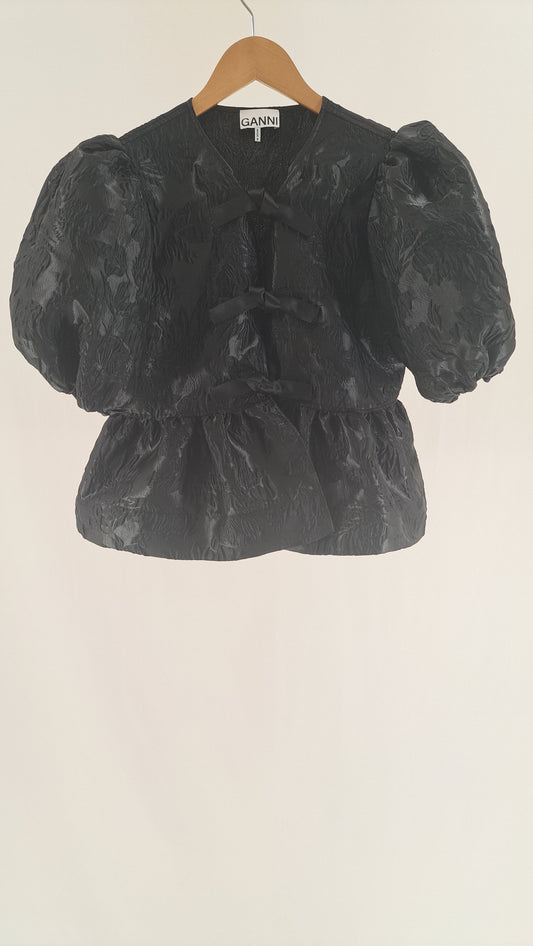 GANNI • BLOUSE • BLACK JACQUARD • SIZE M