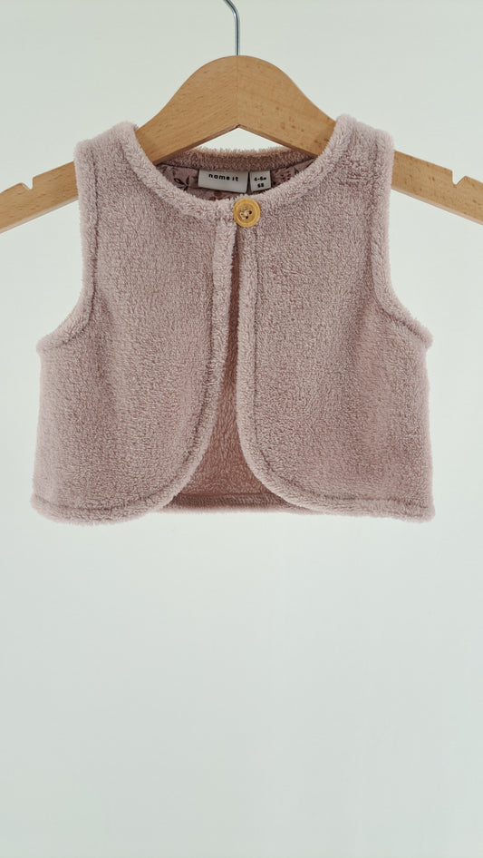 NAME IT • VEST • STØVET ROSA TEDDY • STR. 68