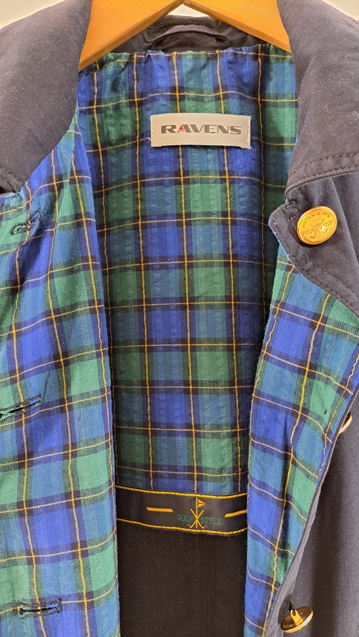 RAVENS • VINTAGE WAISTCOAT • NAVY TARTAN • SIZE M