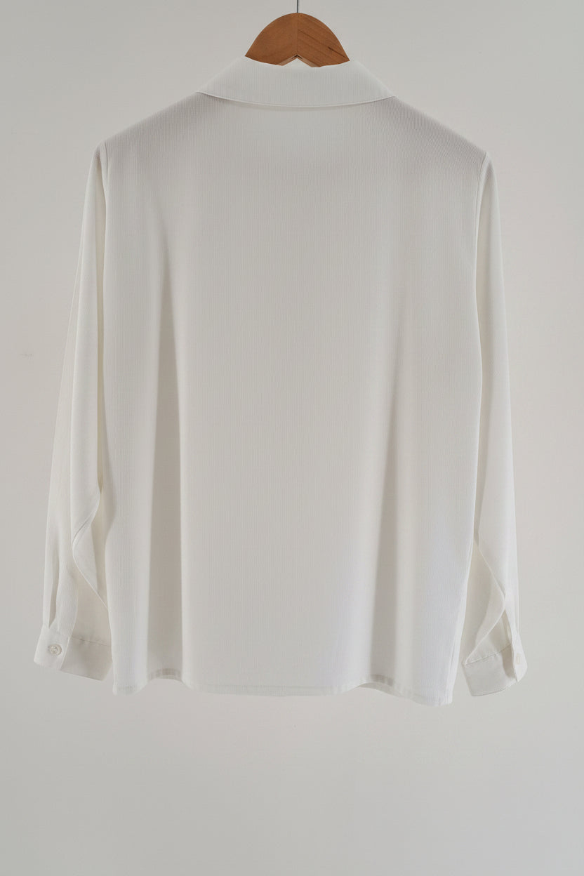 VINTAGE • BLUSE • RÅHVID PERLEMOR • STR. XXL