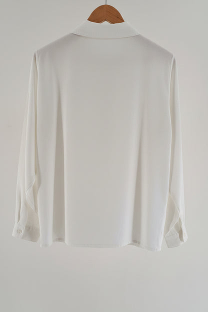 VINTAGE • BLUSE • RÅHVID PERLEMOR • STR. XXL