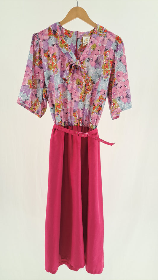 TRINE & TRINETTE • DRESS • VINTAGE PINK PAISLEY • SIZE L/XL