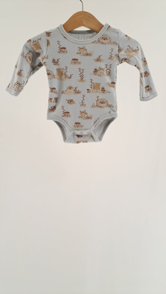 FIXONI • BODYSUIT • LIGHT BLUE FOREST ANIMALS • SIZE 56