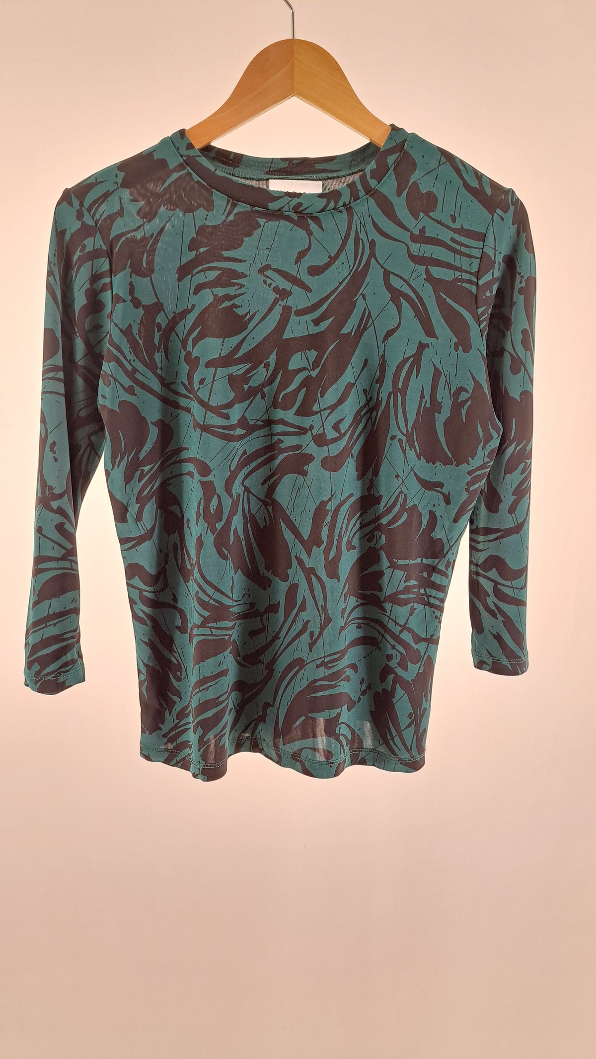 GANNI • BLUSE • GRØN/BRUN SWIRL PRINT • STR. M