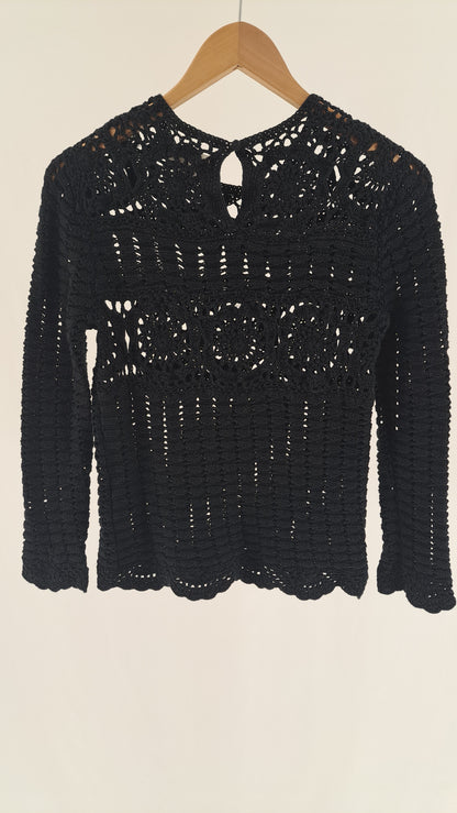 ISABEL MARANT ÉTOILE • SWEATER • SORT HÆKLET • STR. L