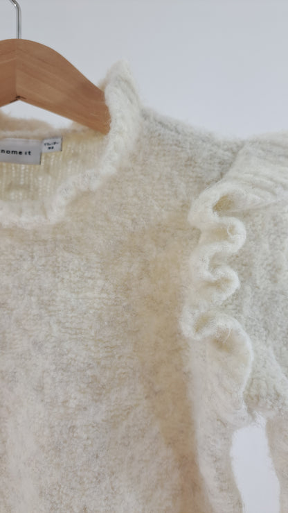 NAME IT • SWEATER • OFF-WHITE FLUFFY RUFFLES • SIZE 92