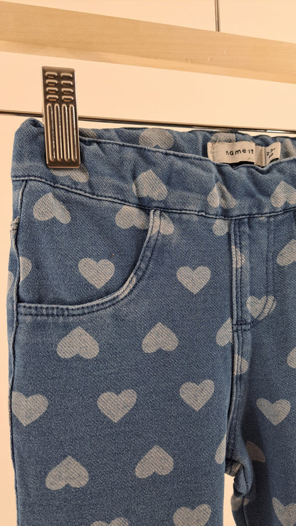 NAME IT • LEGGINGS • DENIM HJERTEPRINT • STR. 98